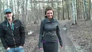 Titted brunette fuck in the woods video