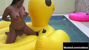 Mega Milf Maxine X, finger fucks her hot Asian love hole while cruising her Cambodian Cunt on a huge inflatable Rubber Ducky! Outdoor Pool Sex! Full Video & Maxine Live @ MaxineX.com! video